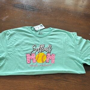 Simply Southern Green Softball Mom Tshirt Short Sleeve